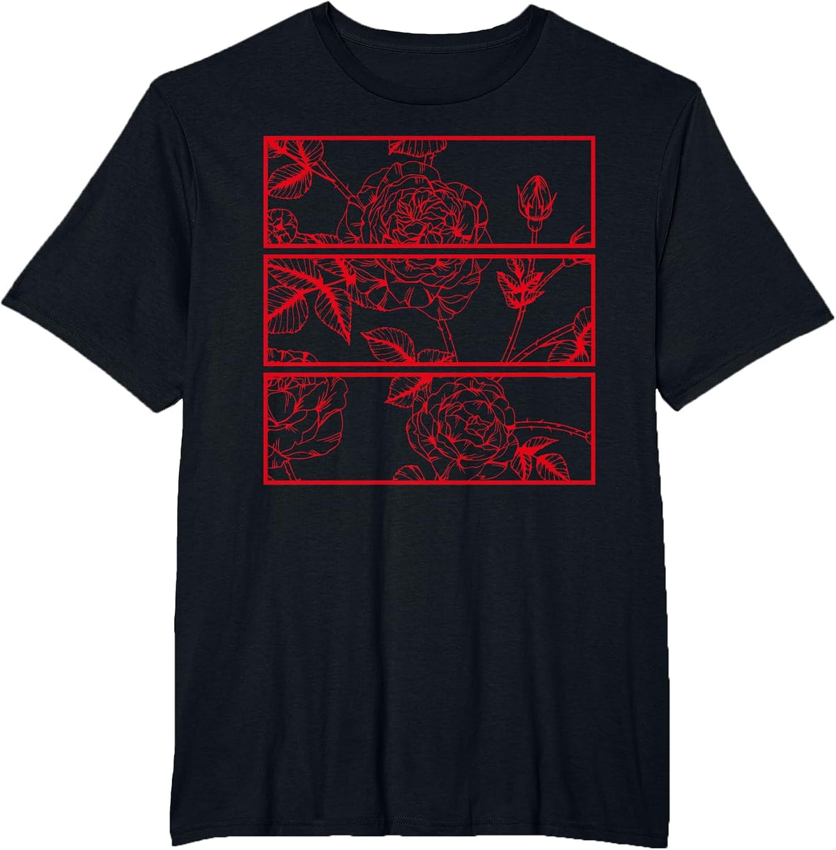 Red Roses Aesthetic Clothing Soft Grunge Soft Goth T-Shirt - Black