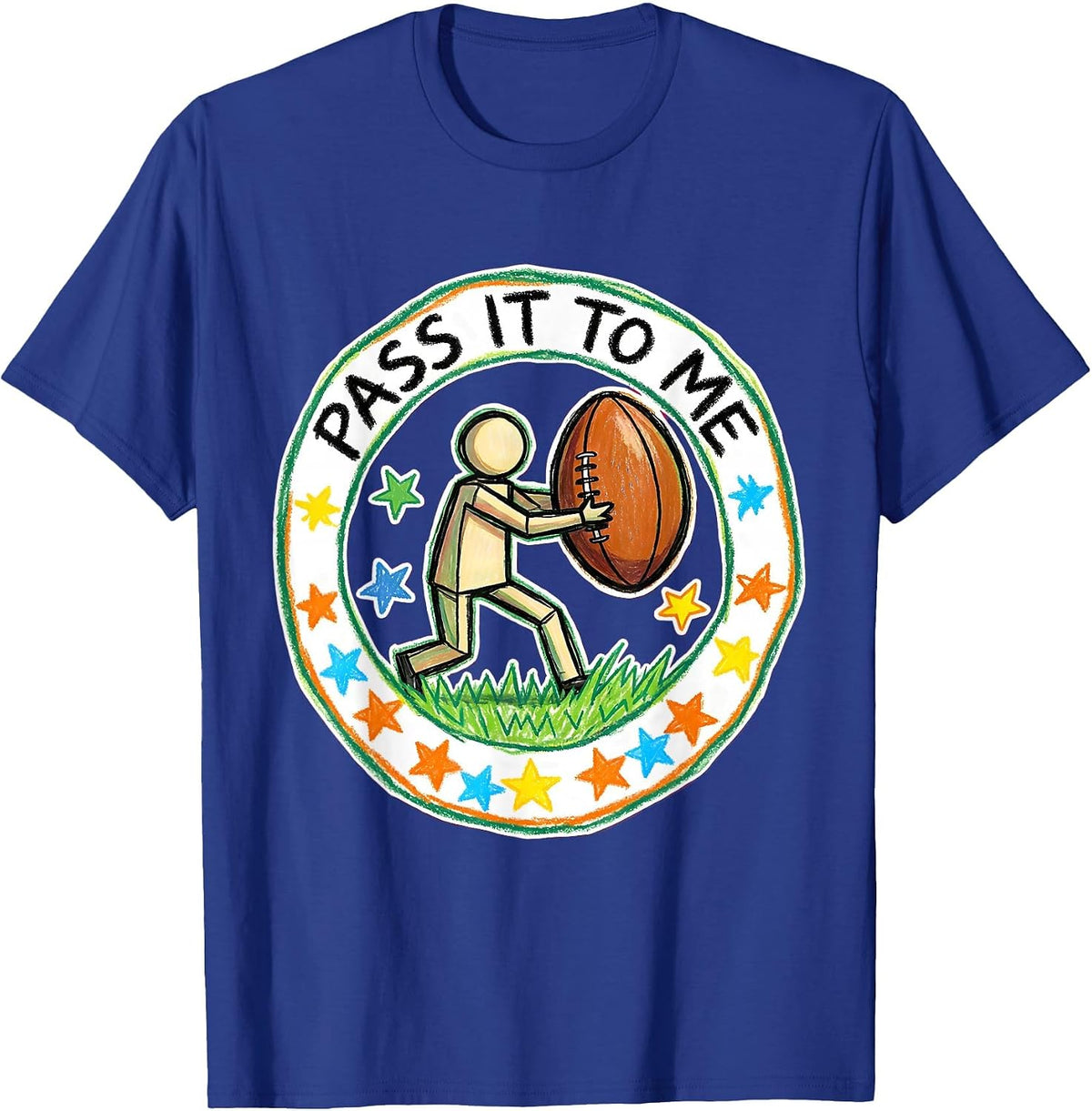 Men's Pass It To Me Rugby Graphic Design T-Shirt - Royal Blue