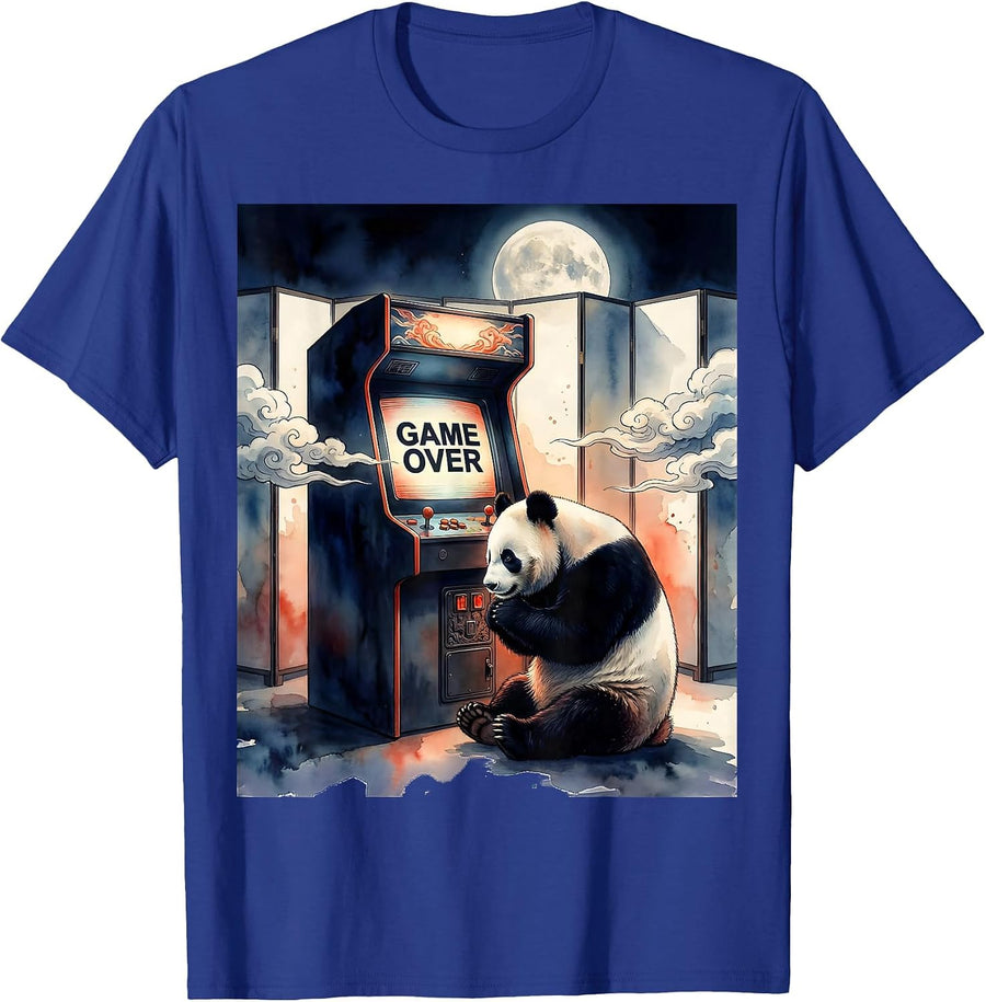 Game Over Watercolor Panda Gaming Humor Ukiyo-e Frog Novelty T-Shirt - Royal Blue