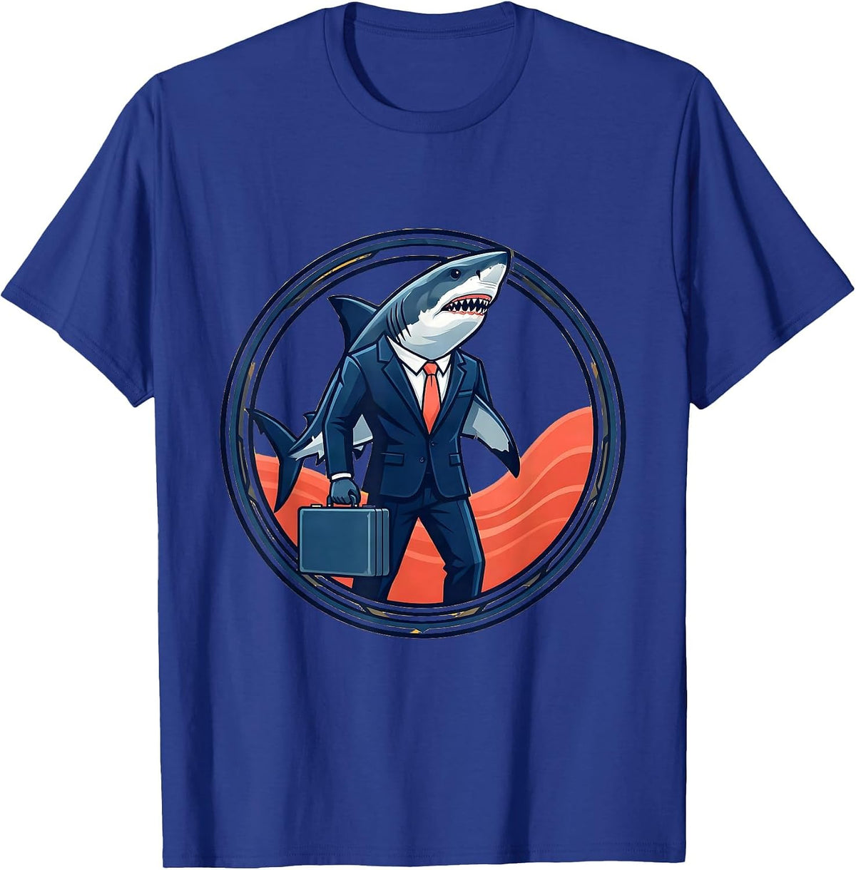 Shark In A Business Suit Funny Novelty Graphic T-Shirt - Royal Blue