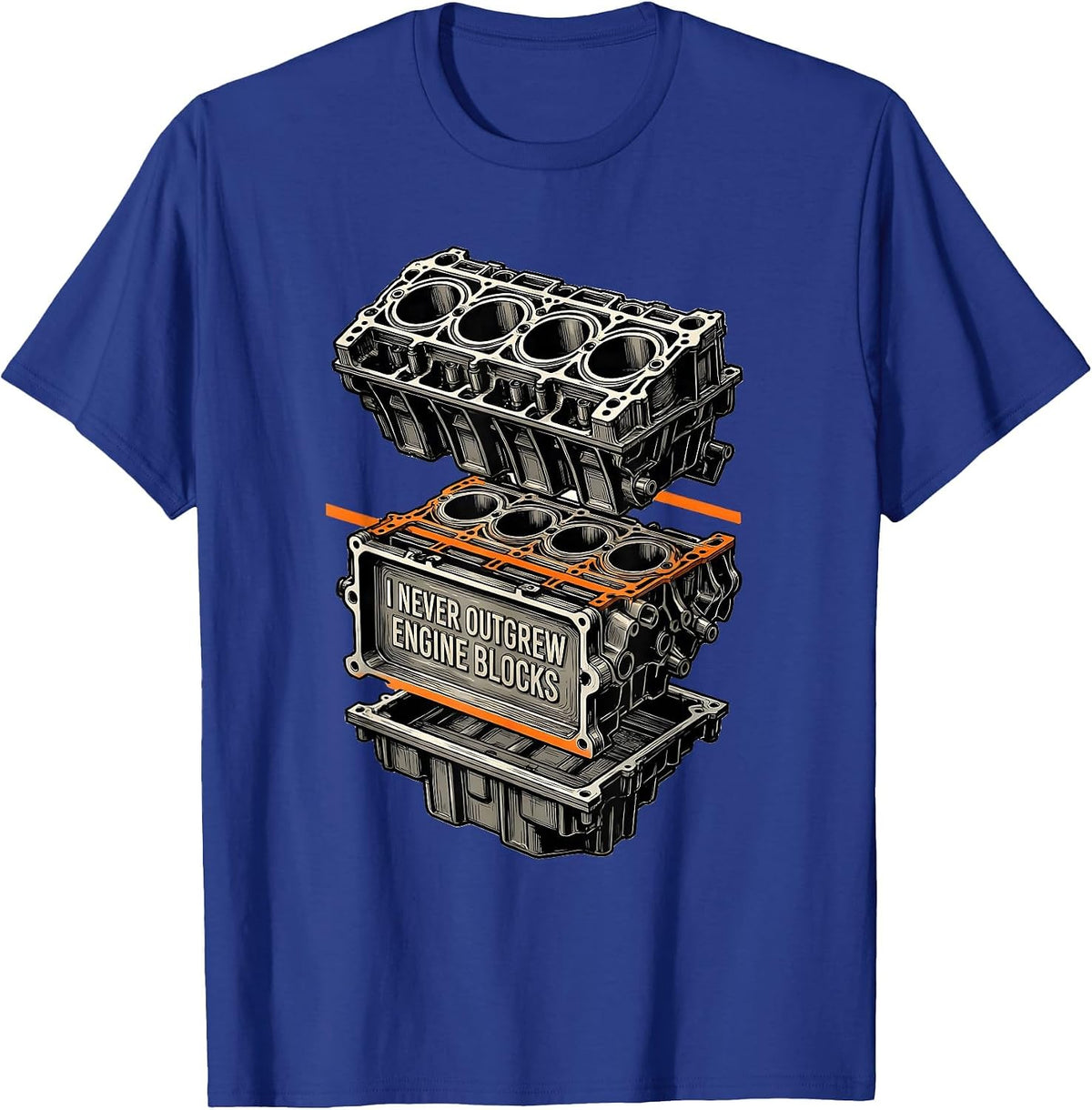Men's I Never Outgrew Engine Blocks Funny Mechanic Garage Gift T-Shirt - Royal Blue