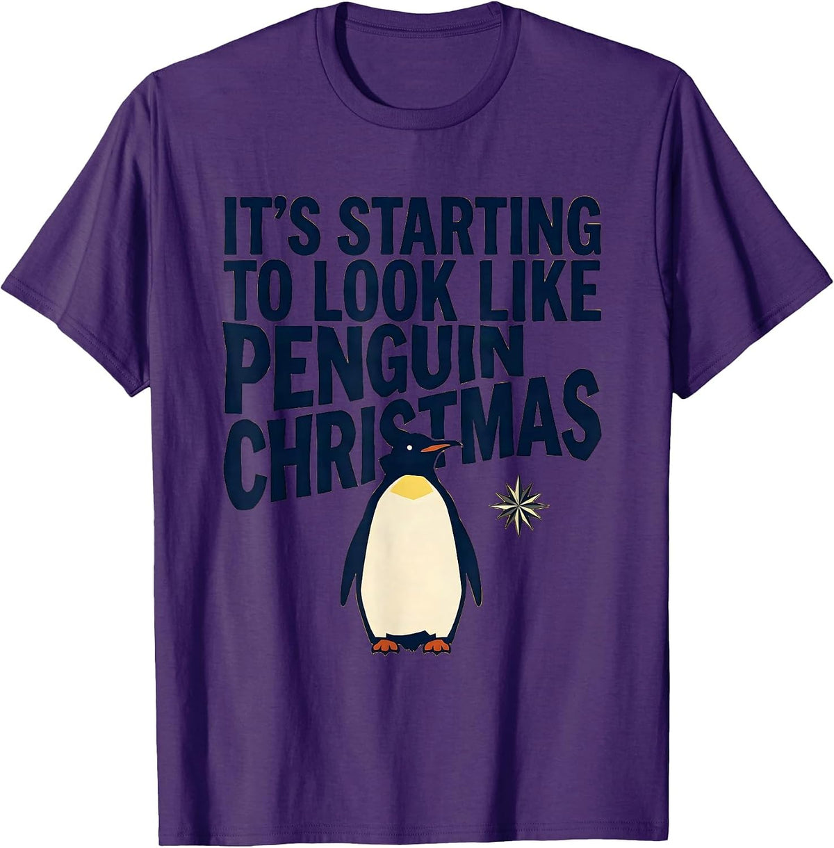 Men's It's Starting To Look Like Penguin Christmas Funny T-Shirt - Purple