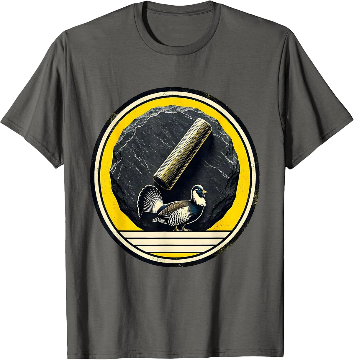 Sealed Turkey Call Hunting Badge Stencil Graphic Gift T-Shirt - Asphalt Grey