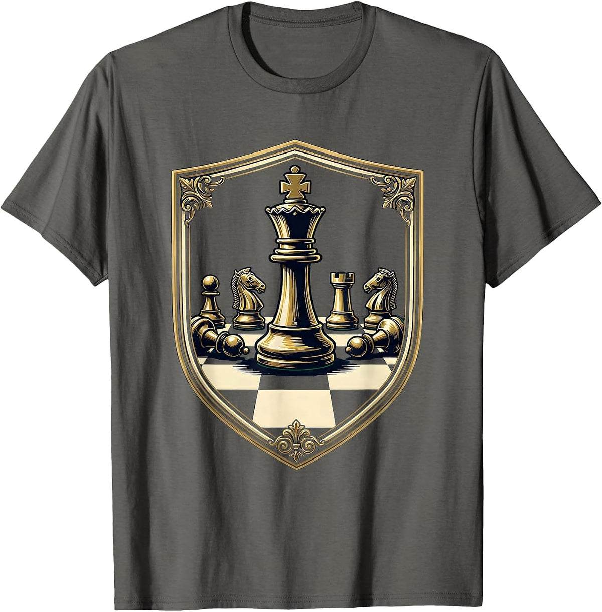 Chess King Last One Standing Graphic Design T-Shirt - Asphalt Grey