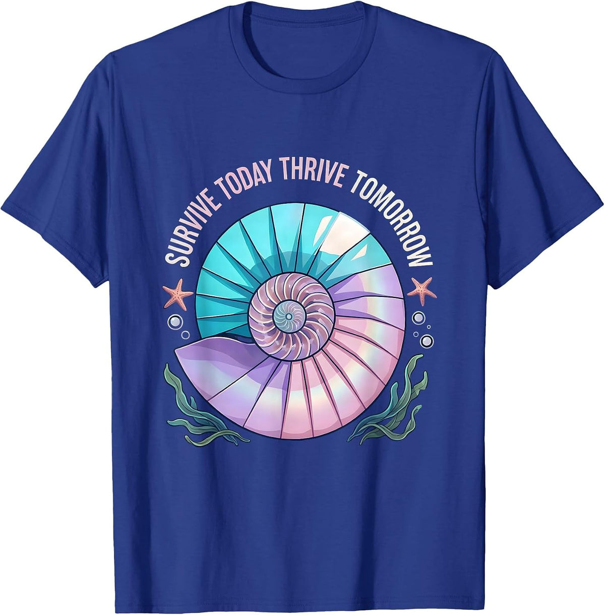 Survive Today Thrive Tomorrow Motivational Design T-Shirt - Royal Blue