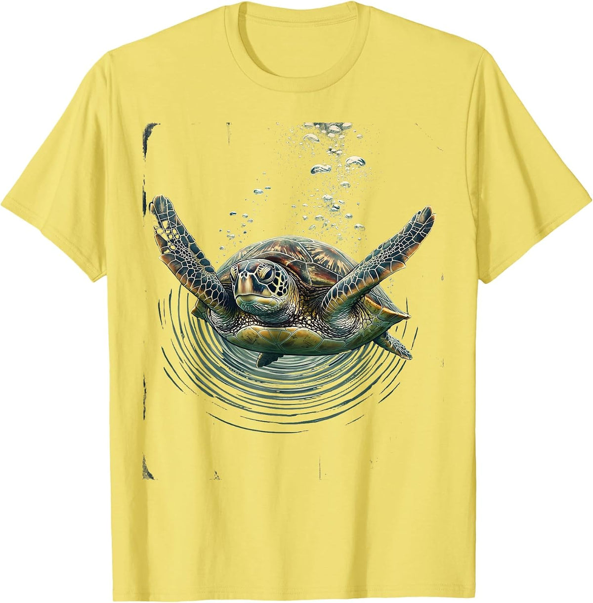 Men's Sea Turtle Ocean Depths Graphic Tee T-Shirt - Lemon Yellow