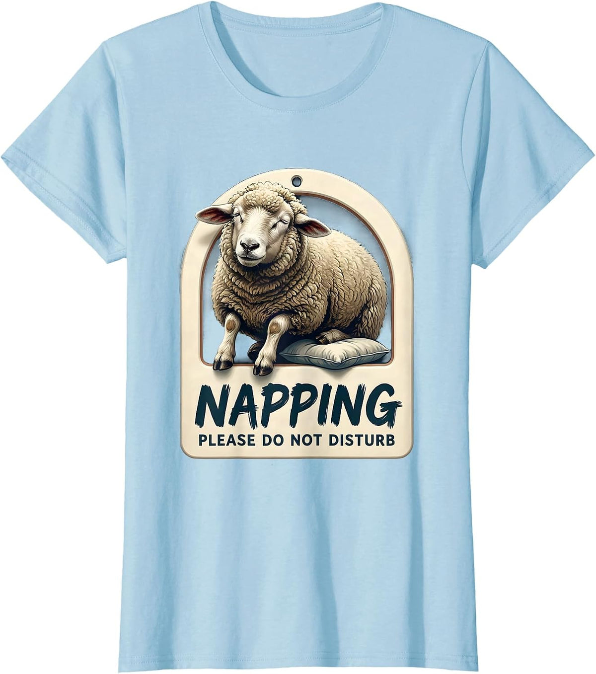 Women's Napping Please Do Not Disturb Funny Sheep Official T-Shirt - Baby Blue