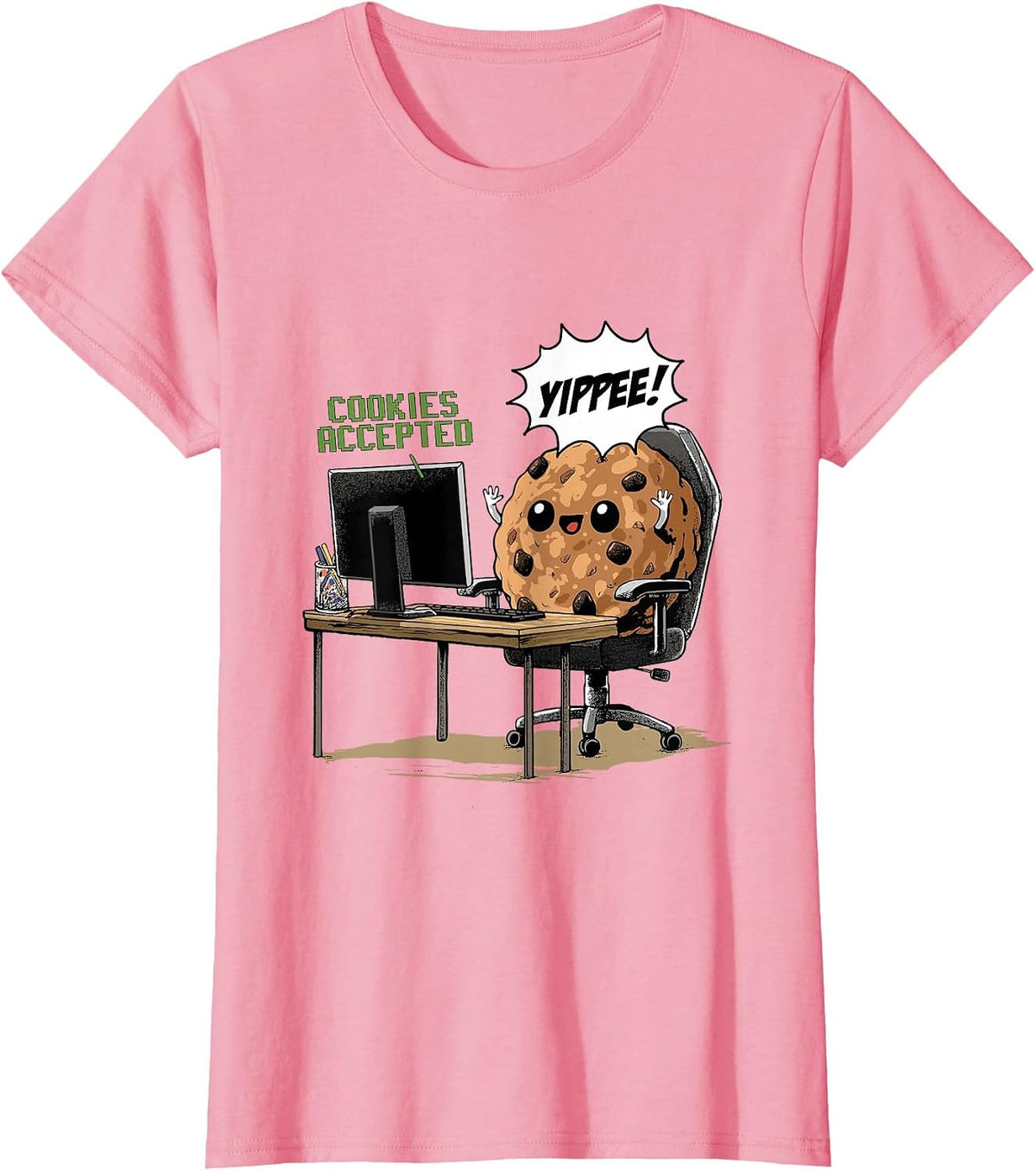 Cookies Accepted Nerd Shirt Funny Computer Internet Coder T-Shirt, Women, Pink, 3X-Large - As Pictured