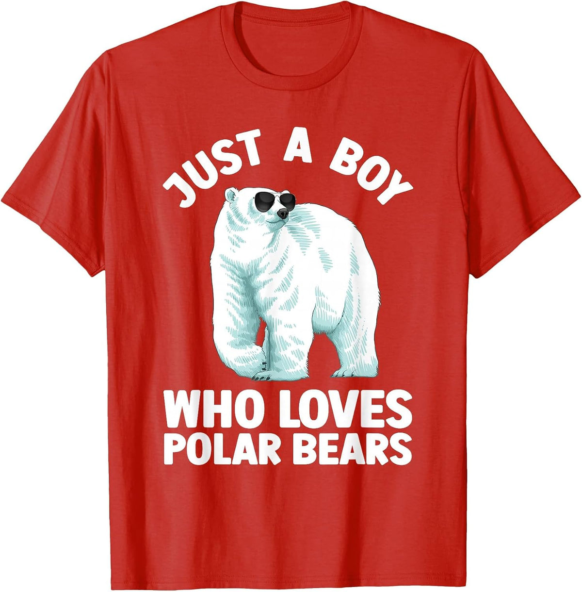 Cute Polar Bear Design for Men Boys Arctic Polar Bear Lover T-Shirt - Red