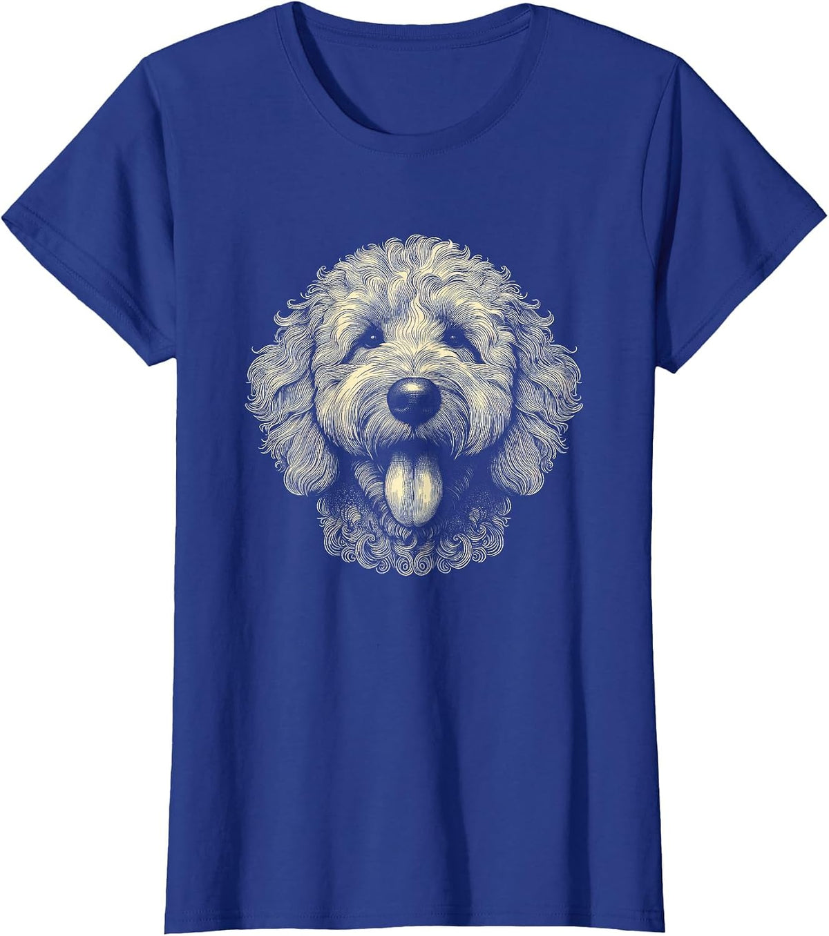 Goldendoodle Dog Face Art Design for Men and Women T-Shirt - Royal Blue