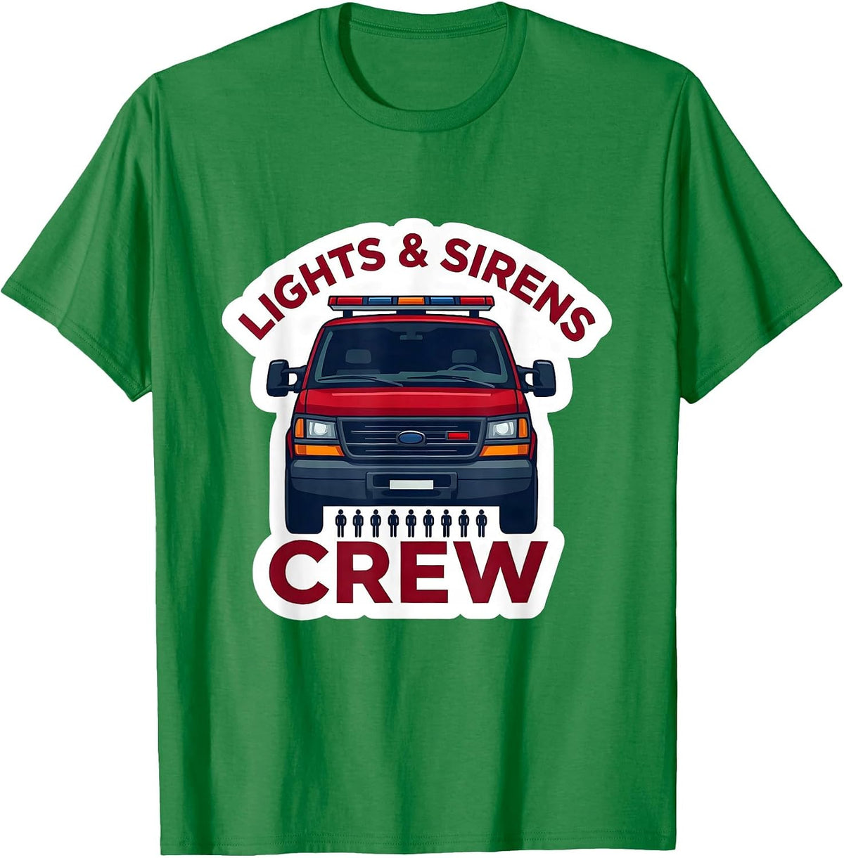 Men's Lights & Sirens Crew EMS Paramedic EMT Off-Duty Humor T-Shirt - Kelly Green