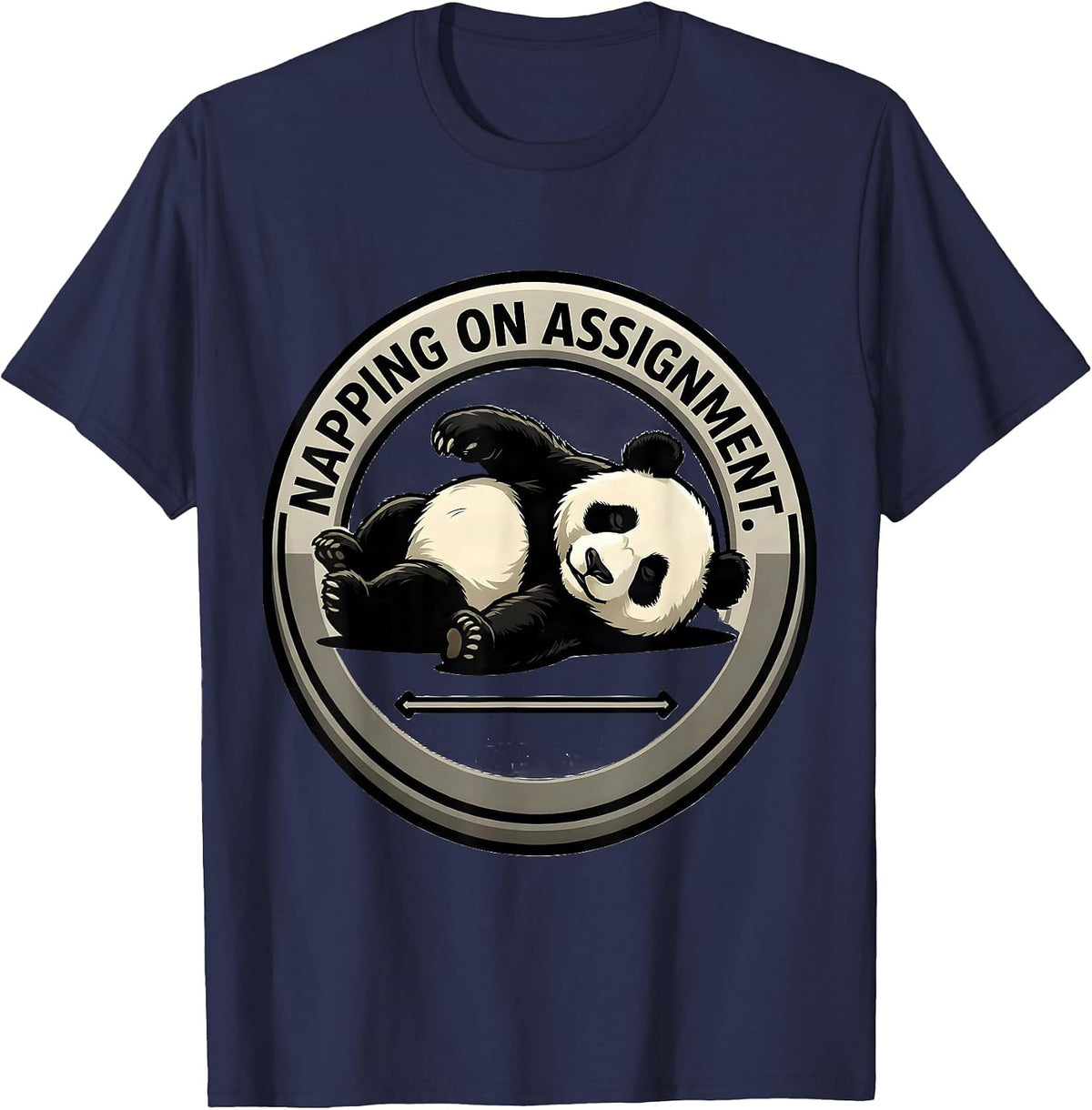 Napping On Assignment Funny Panda Bear Animal Humor T-Shirt - Navy Blue