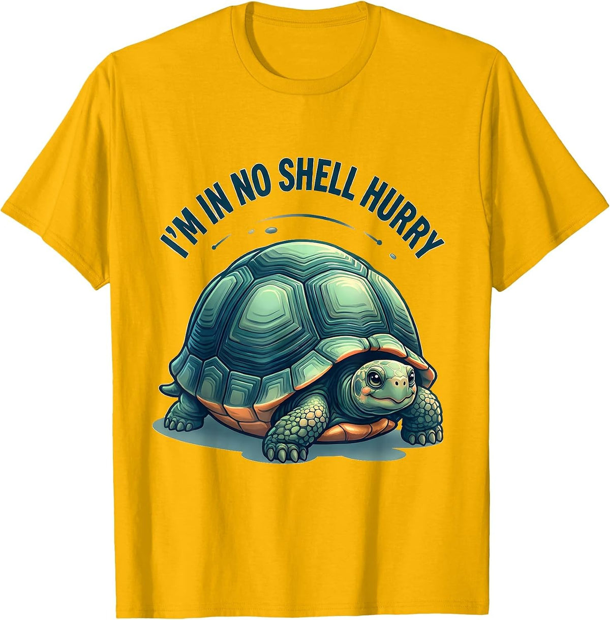 I’m In No Shell Hurry Cute Kawaii Tortoise Lover Humor T-Shirt - Golden Yellow