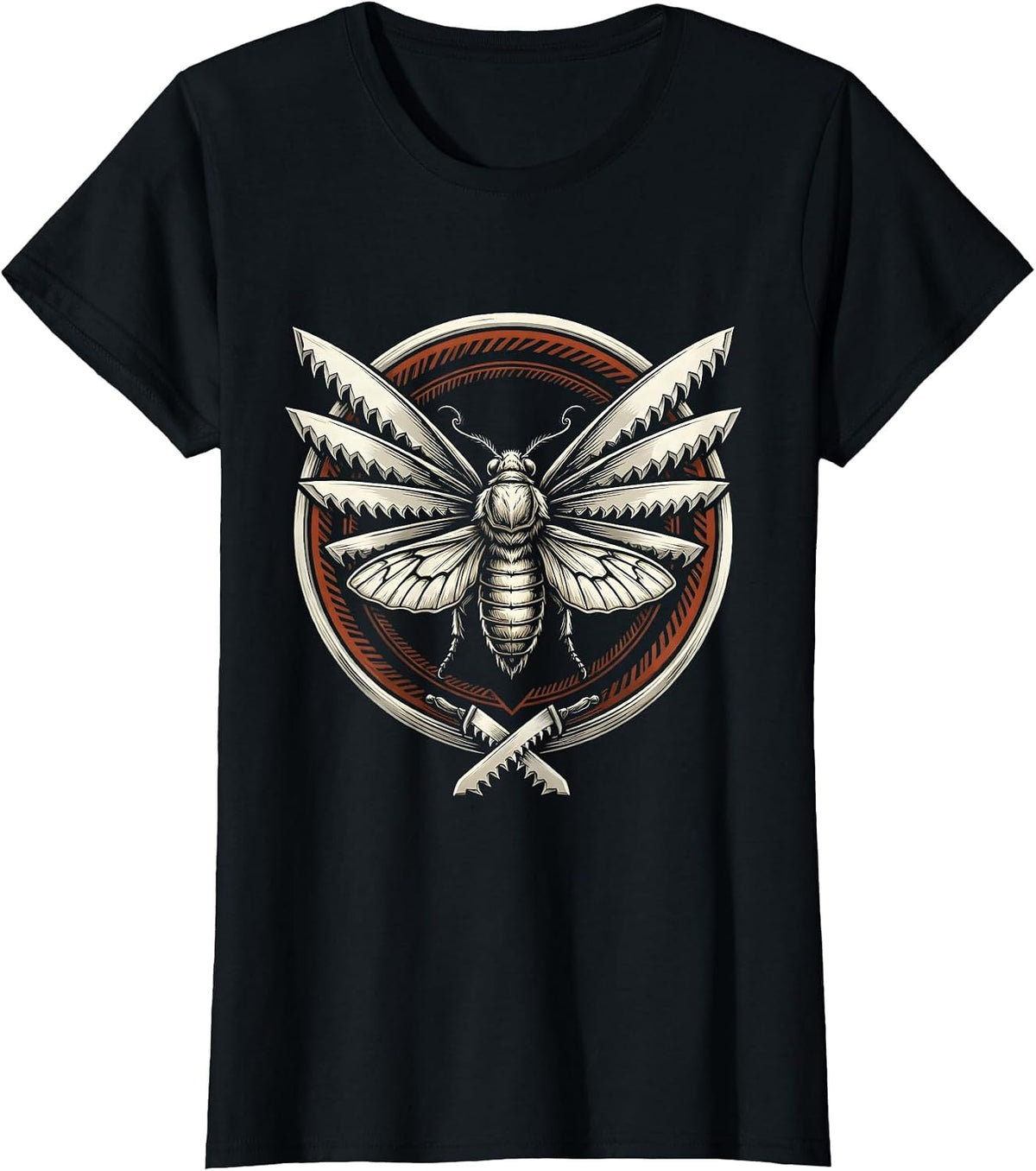 Punk Moth Razor Blade Wings Dark Art Graphic T-Shirt - Black