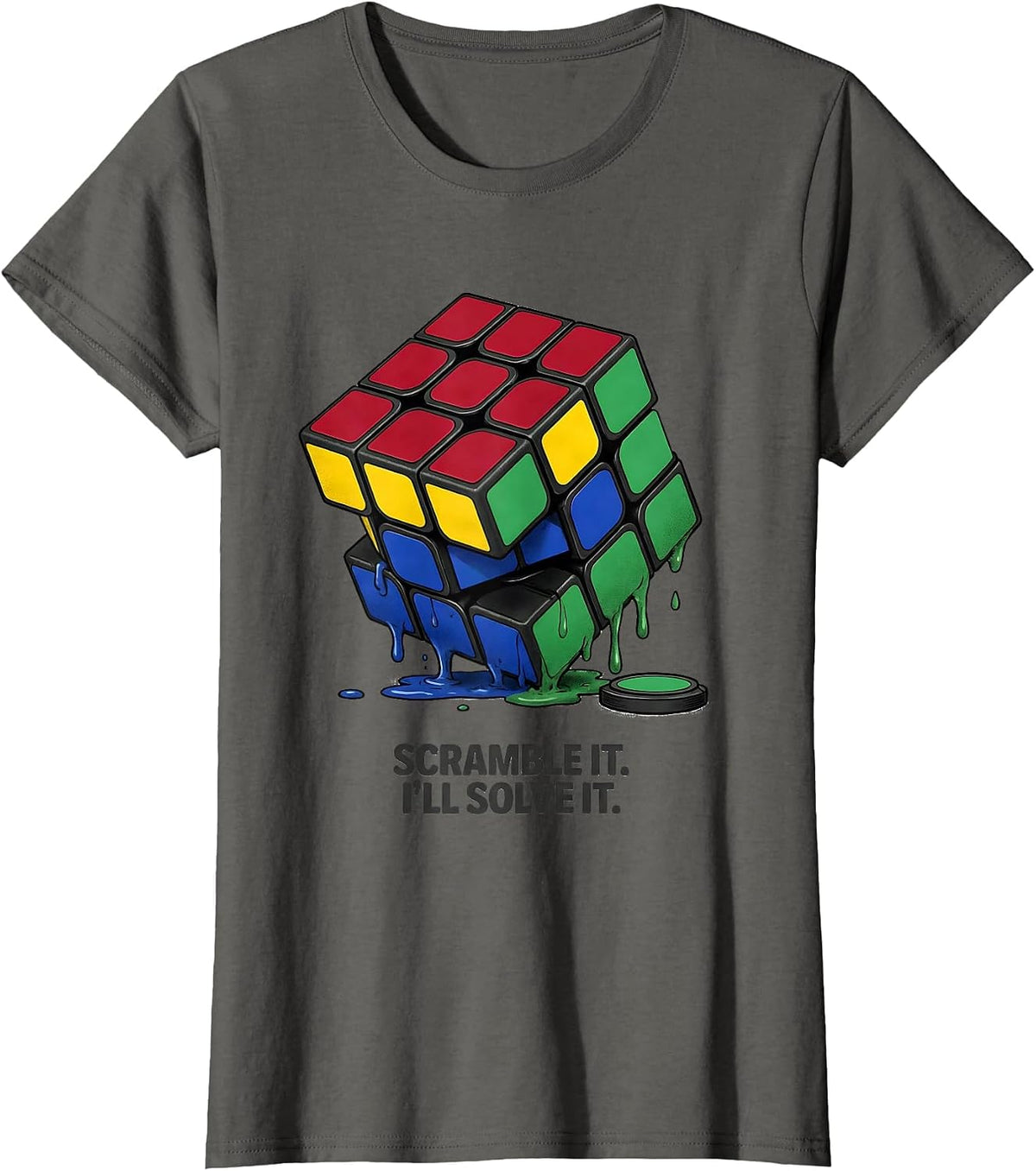 Women's Scramble It. I'll Solve It Funny Speed Cubing Puzzle Lover T-Shirt - Asphalt Grey