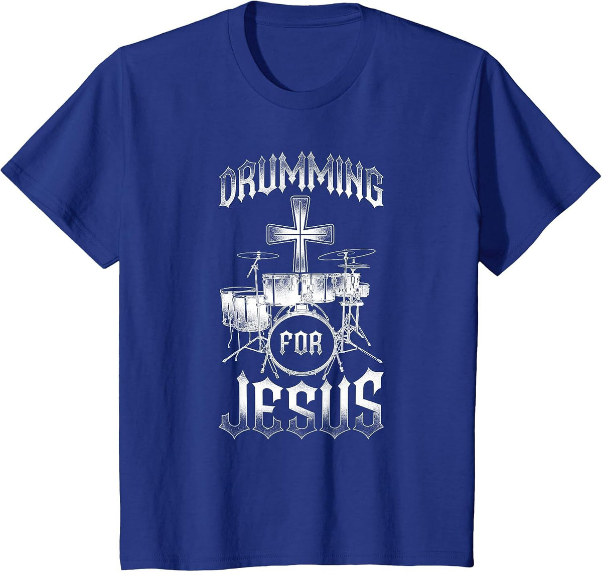 Drummer Drum Set Jesus Faith Cross Vintage Drumming for T-Shirt - Royal Blue