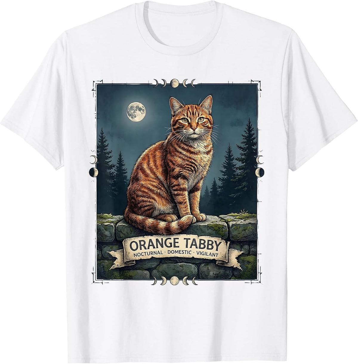 Men's Orange Tabby — Nocturnal, Domestic, Vigilant Vintage T-Shirt - White