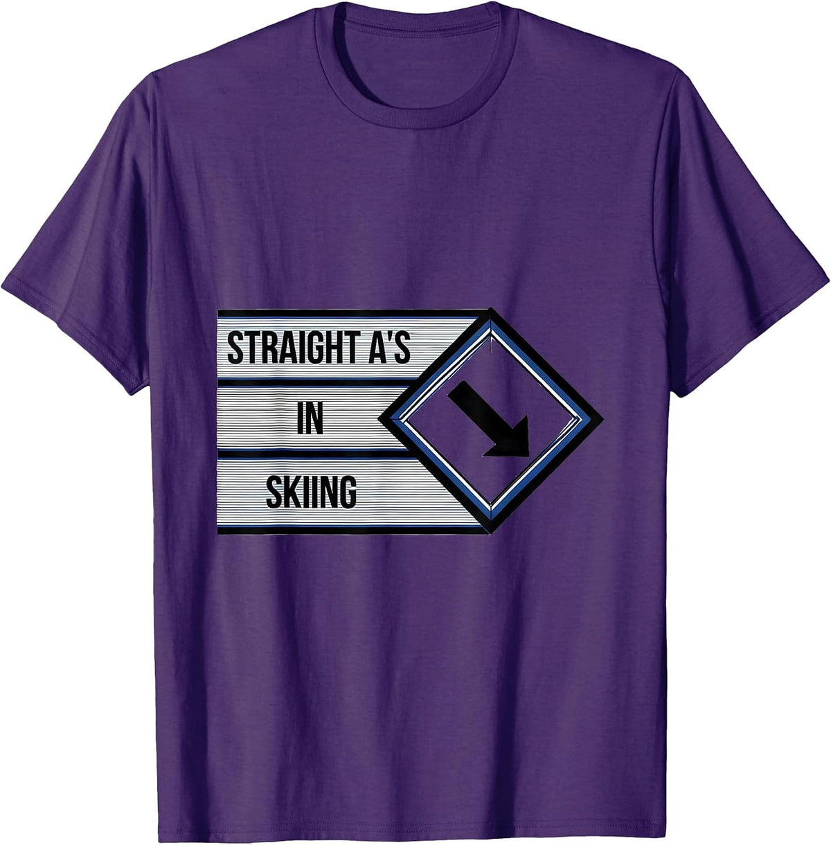 Straight A's In Skiing Geometric Funny Ski Lover Gift T-Shirt - Purple