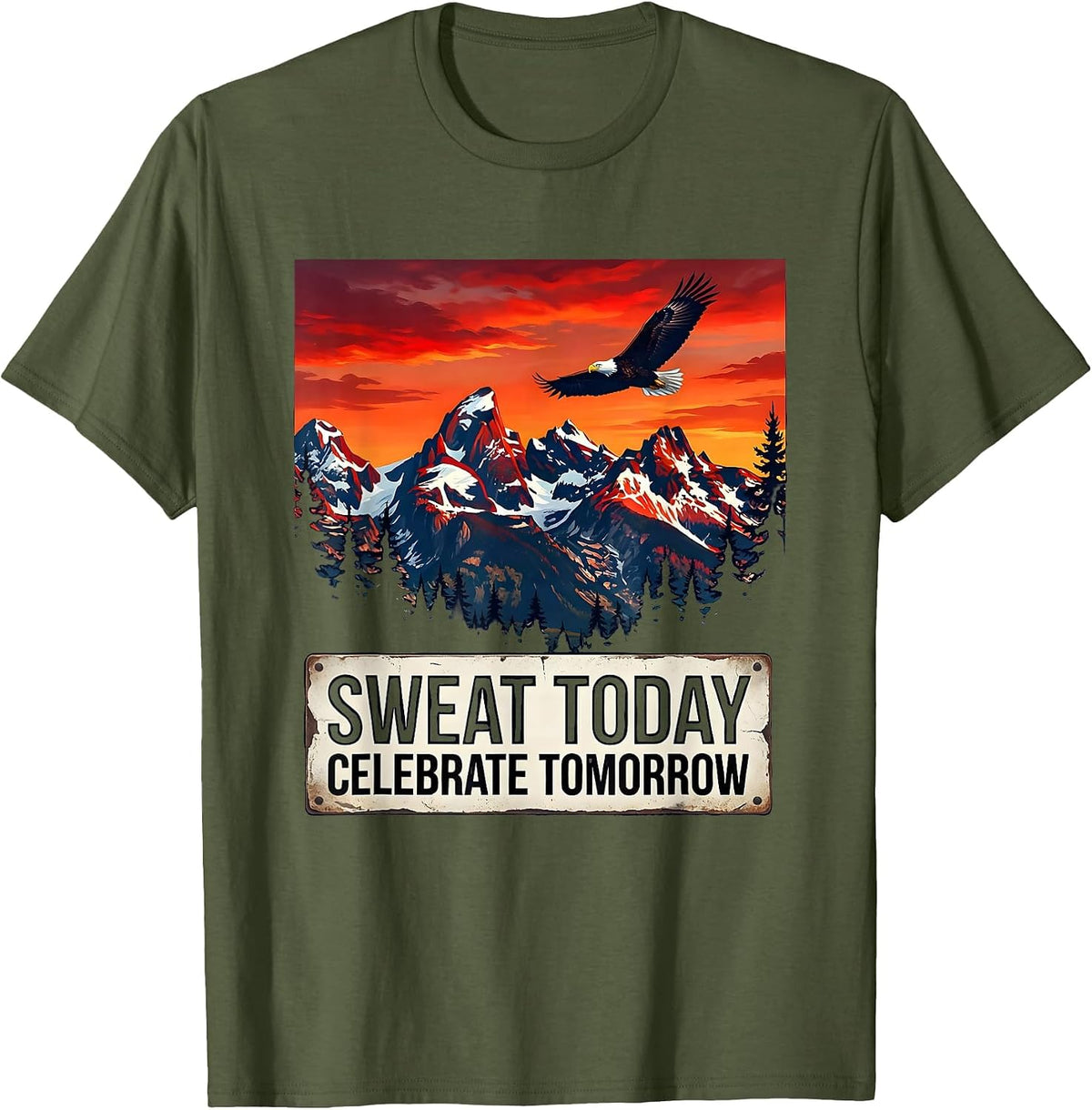 Men's Sweat Today Celebrate Tomorrow Labor Day Design T-Shirt - Olive Green