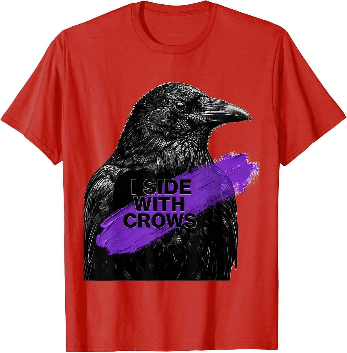 Men's I Side With Crows Bold Bird Lover Design T-Shirt - Red
