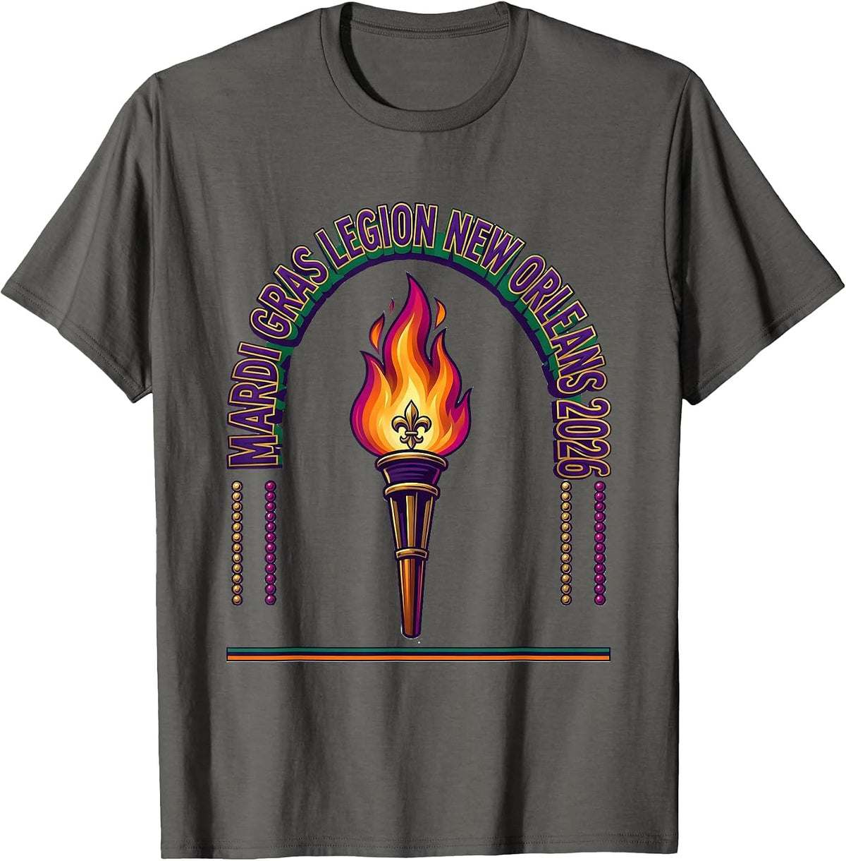 Mardi Gras Legion New Orleans 2026 Carnival Party Costume T-Shirt - Asphalt Grey