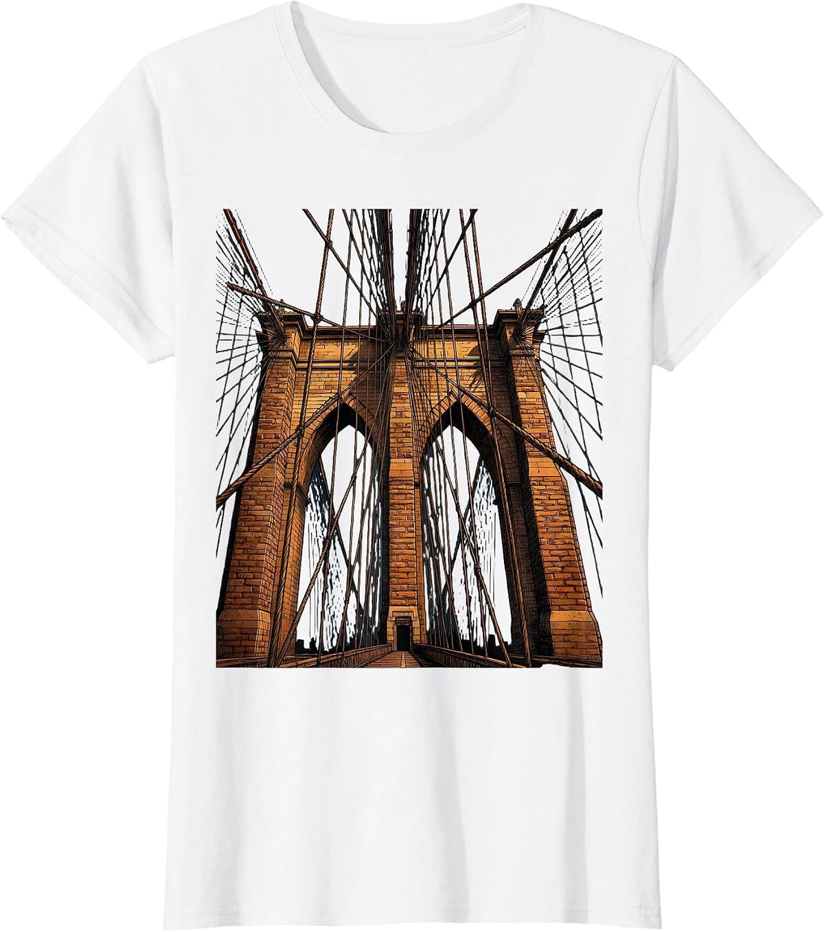 Brooklyn Bridge Low Angle NYC Graphic T-Shirt - White