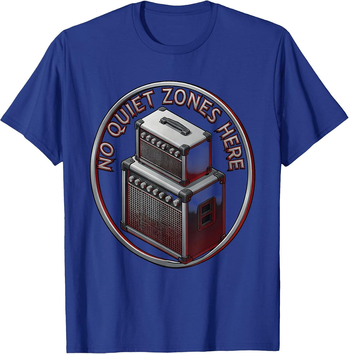No Quiet Zones Here Metal Band Graphic T-Shirt - Royal Blue