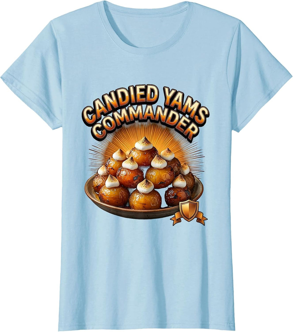 Candied Yams Commander Bootleg 90's Rap Rock Vintage Funny T-Shirt - Baby Blue