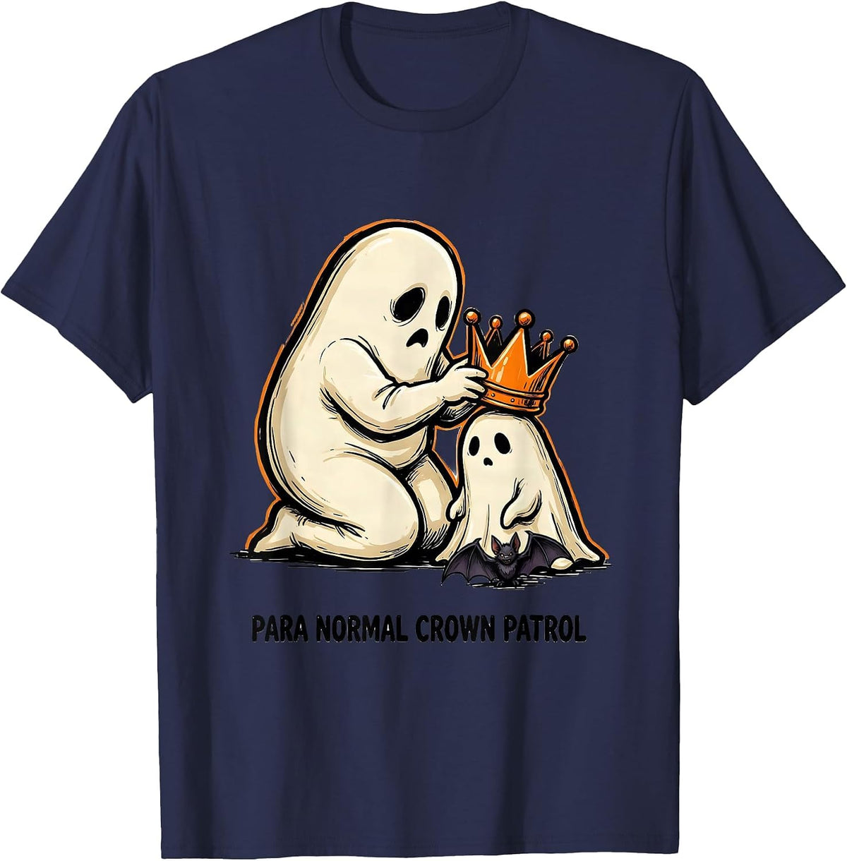 Men's Para Normal Crown Patrol Funny Paraprofessional Ghost T-Shirt - Navy Blue