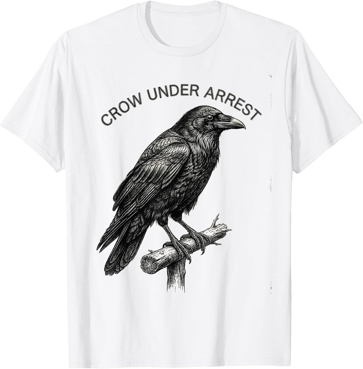 Men's Crow Under Arrest Dark Humor Gothic Bird Lover Gift T-Shirt - White