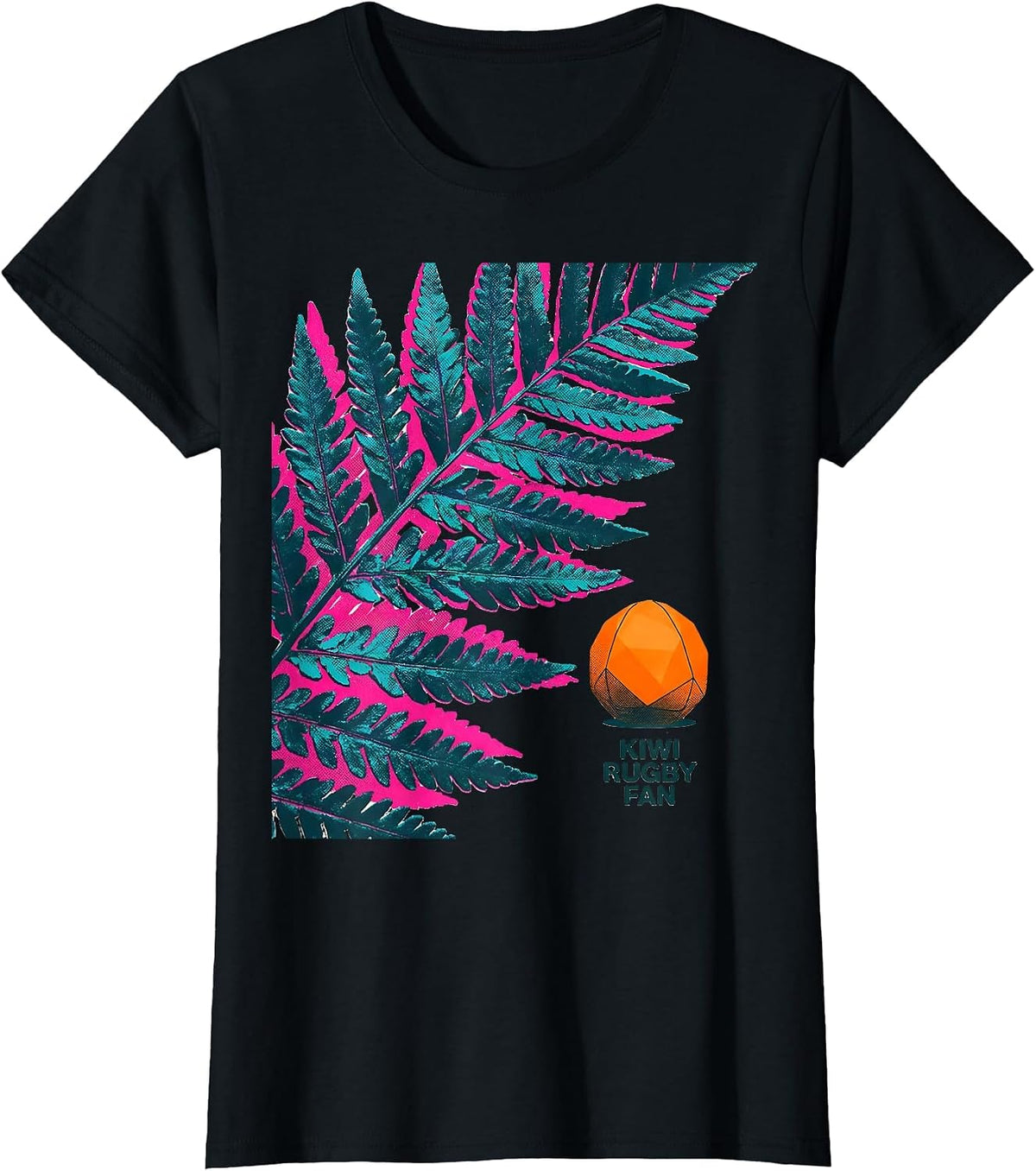 Kiwi Rugby Fan Risograph New Zealand Rugby Test Supporter T-Shirt - Black
