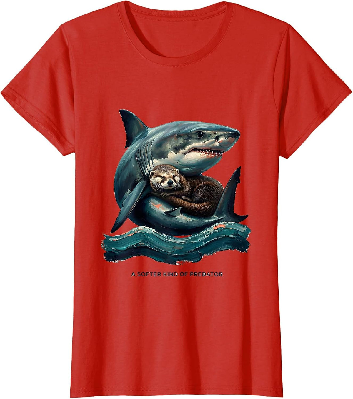 Women's A Softer Kind Of Predator Funny Shark Lover Ocean Humor T-Shirt - Red