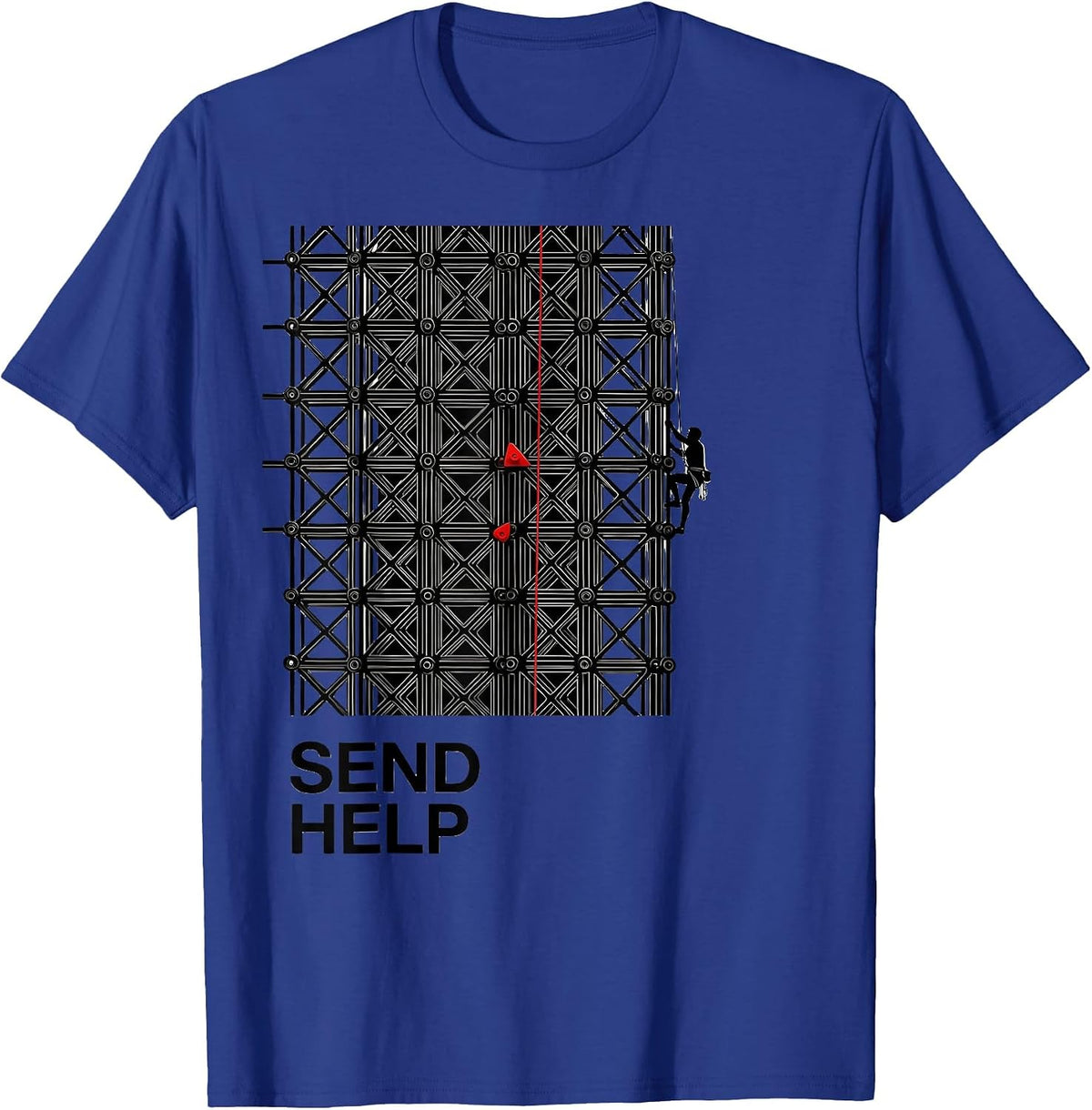 Climbing Wall Lattice Funny Rock Climber Bouldering Humor T-Shirt - Royal Blue
