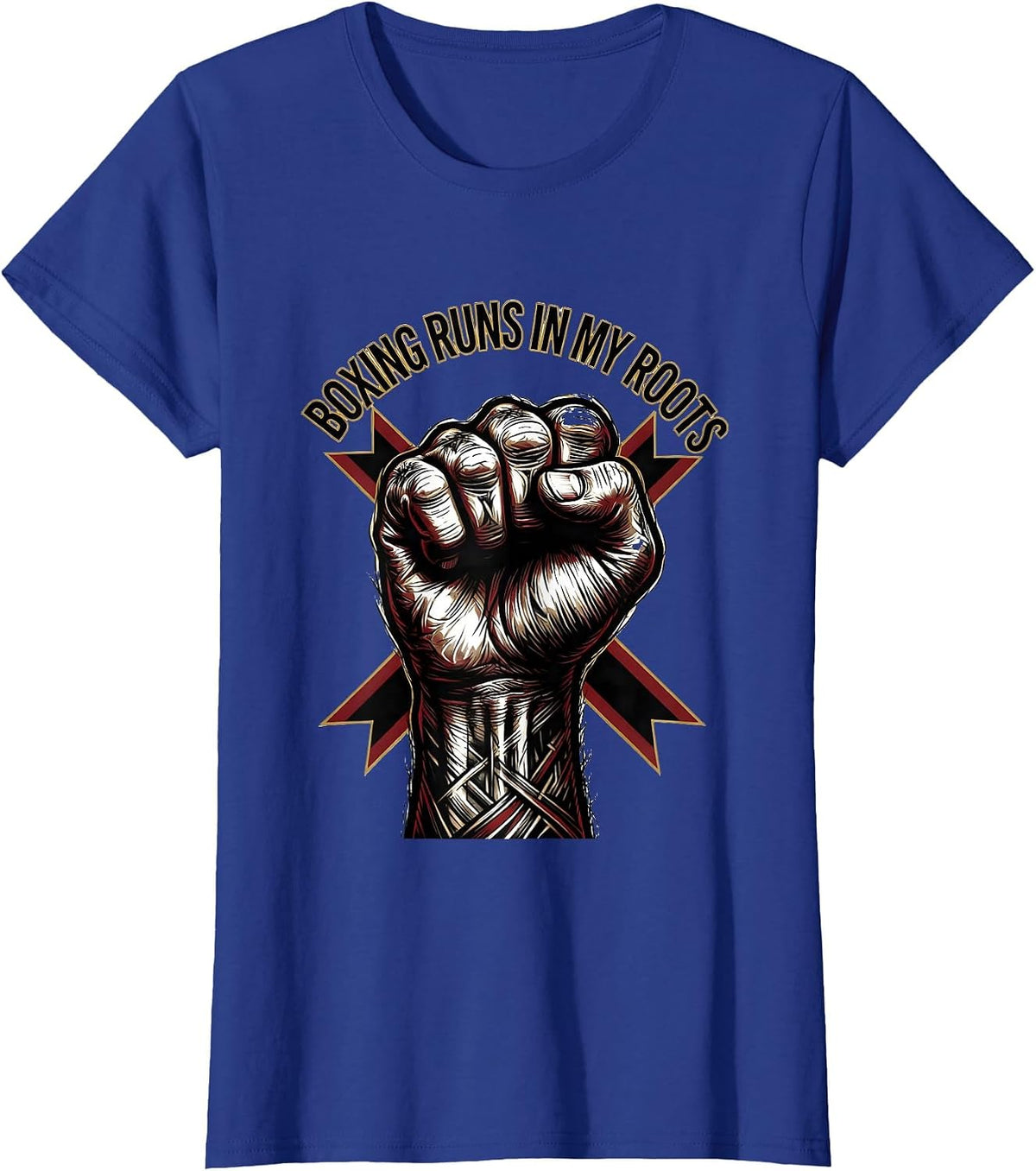 Women's Boxing Runs In My Roots Tattoo Boxing Fan Gift Boxer Pride T-Shirt - Royal Blue