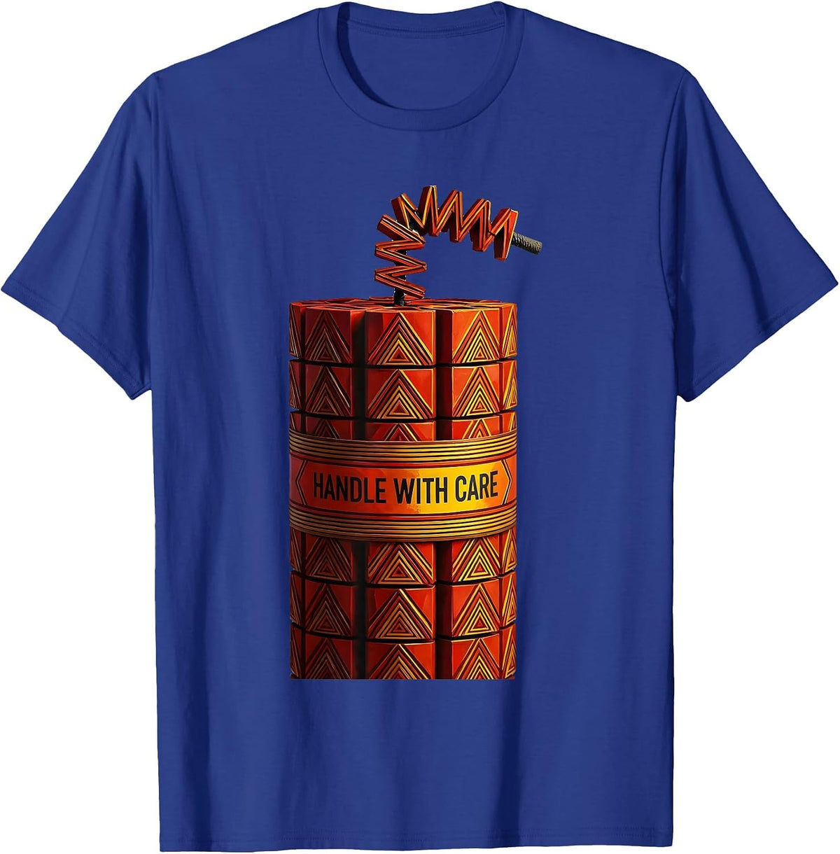 Handle With Care Firecracker Graphic Design T-Shirt - Royal Blue