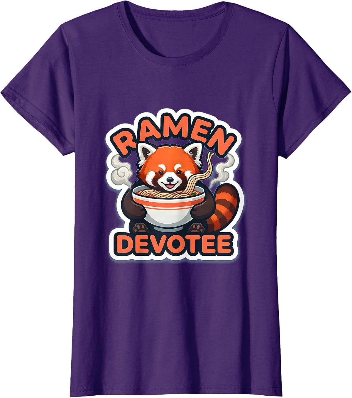Women's Ramen Devotee Cute Panda Anime Japanese Food Lover Kawaii T-Shirt - Purple