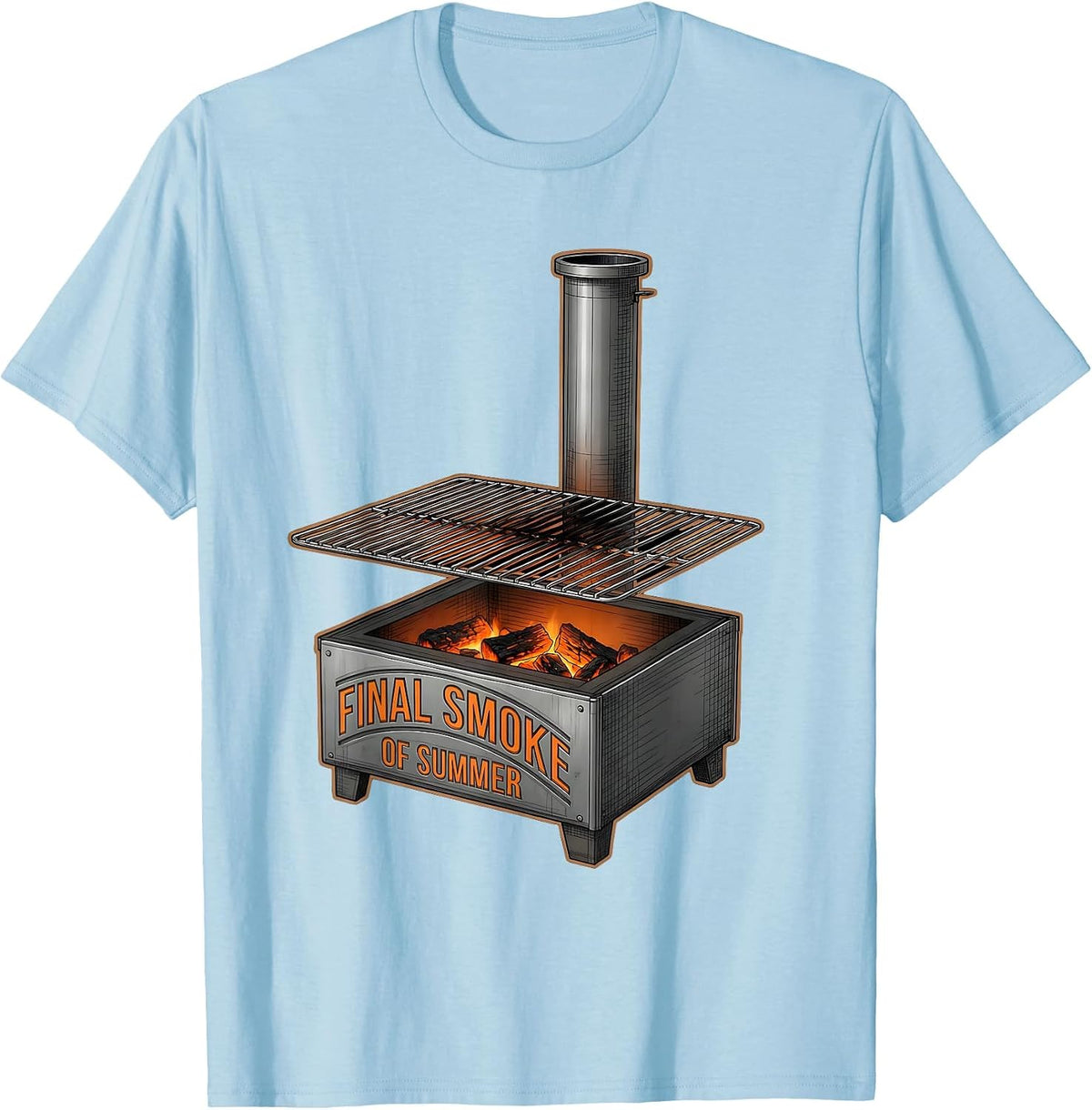 Final Smoke Of Summer Funny BBQ Dad Grill Master T-Shirt - Baby Blue