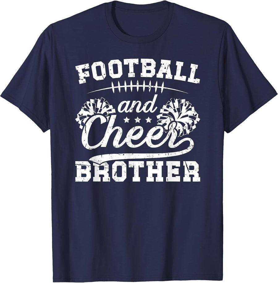 Football and Cheer Brother Football & Cheerleading Brother T-Shirt - Navy Blue