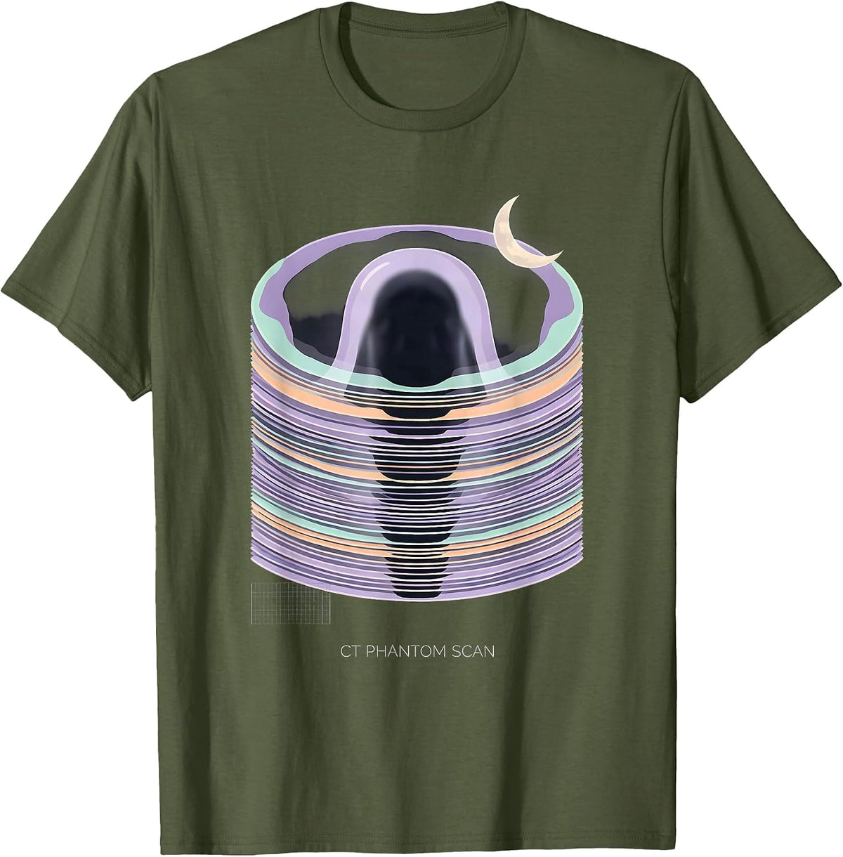 Men's CT Phantom Scan Funny Radiology Tech Halloween Pun T-Shirt - Olive Green