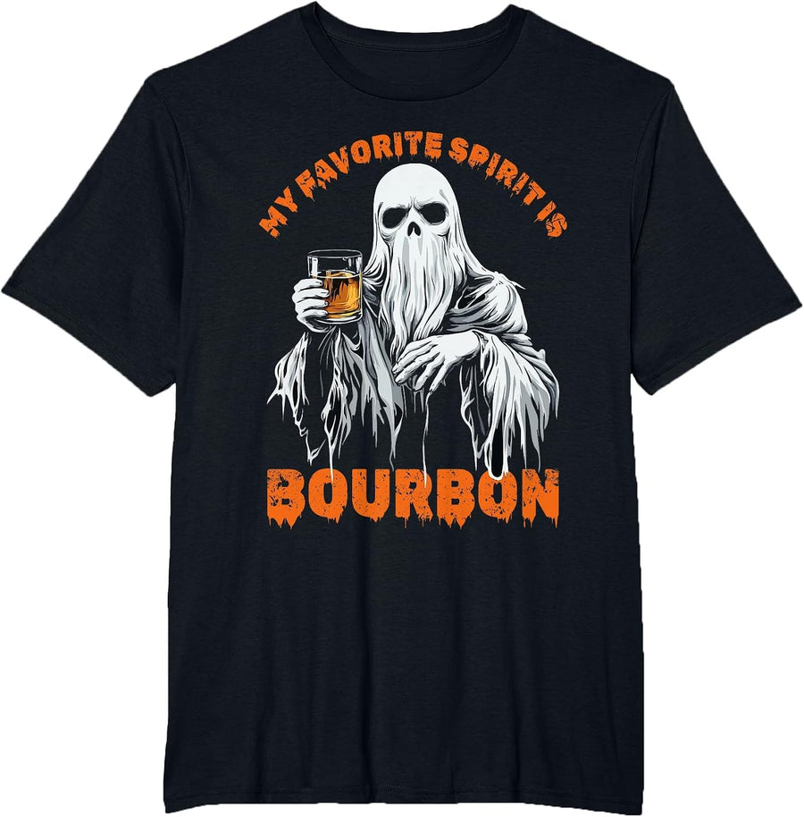 My Favorite Spirit is Bourbon Halloween Ghost Costume T-Shirt - Black