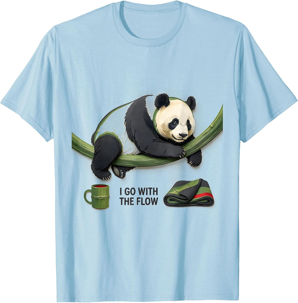 Men's I Go With The Flow Funny Panda Animal Lover Cute Novelty T-Shirt - Baby Blue