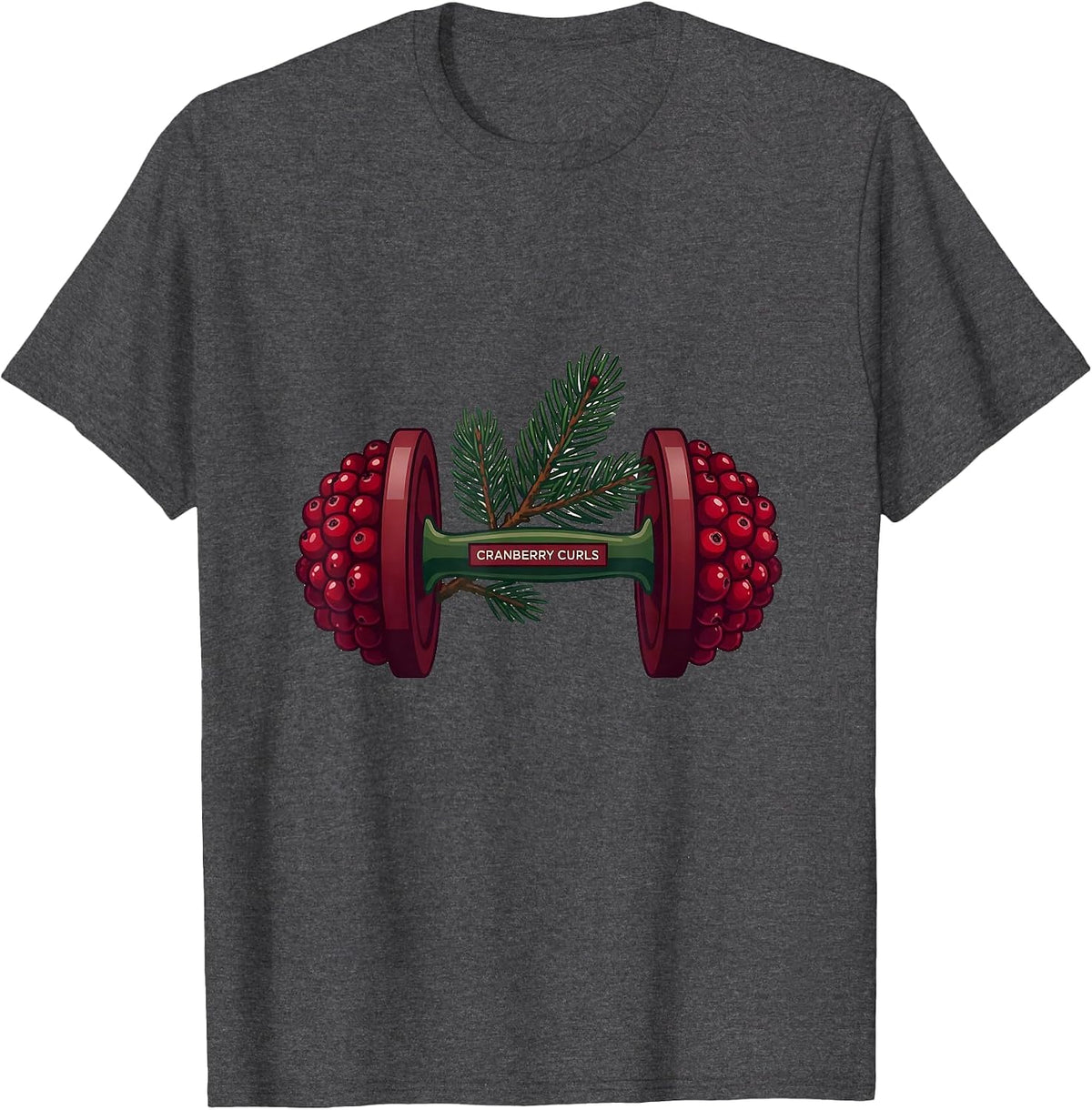 Cranberry Curls Funny Christmas Gym Workout Fitness Gift T-Shirt - Dark Heather Grey