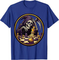 Grim Reaper Losing at Chess Funny Dark Humor T-Shirt - Royal Blue