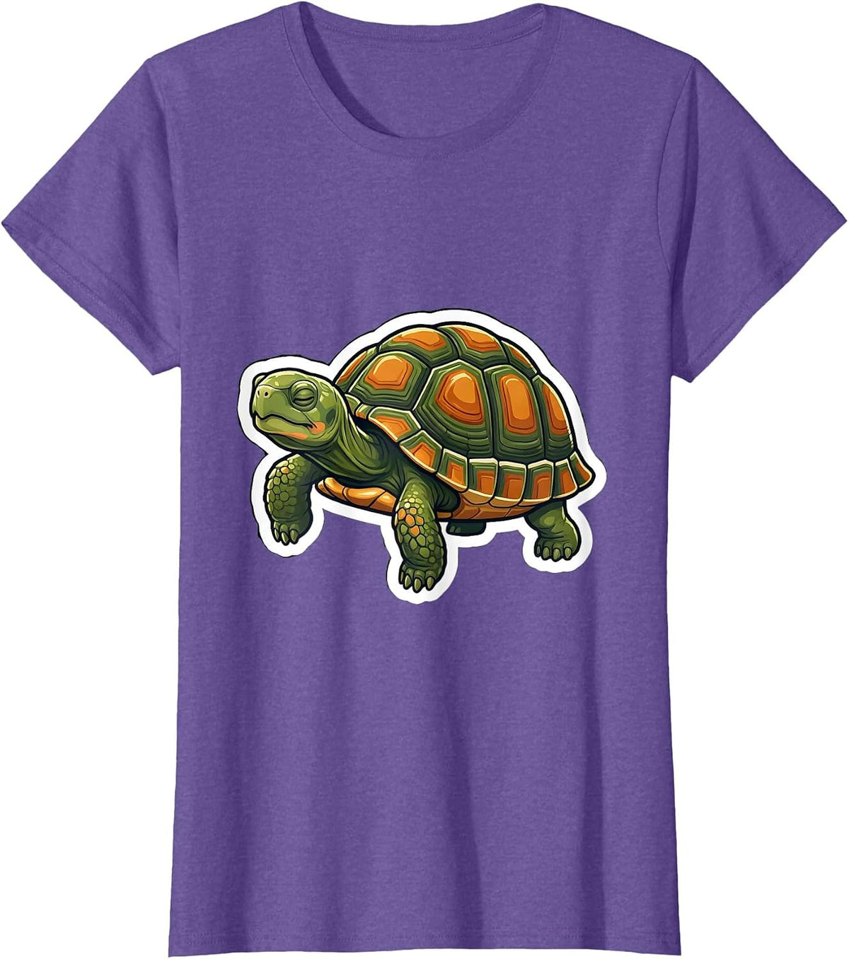 Women's Box Turtle Mid-Stride Sticker Cute Turtle Lover Gift T-Shirt - Purple Heather