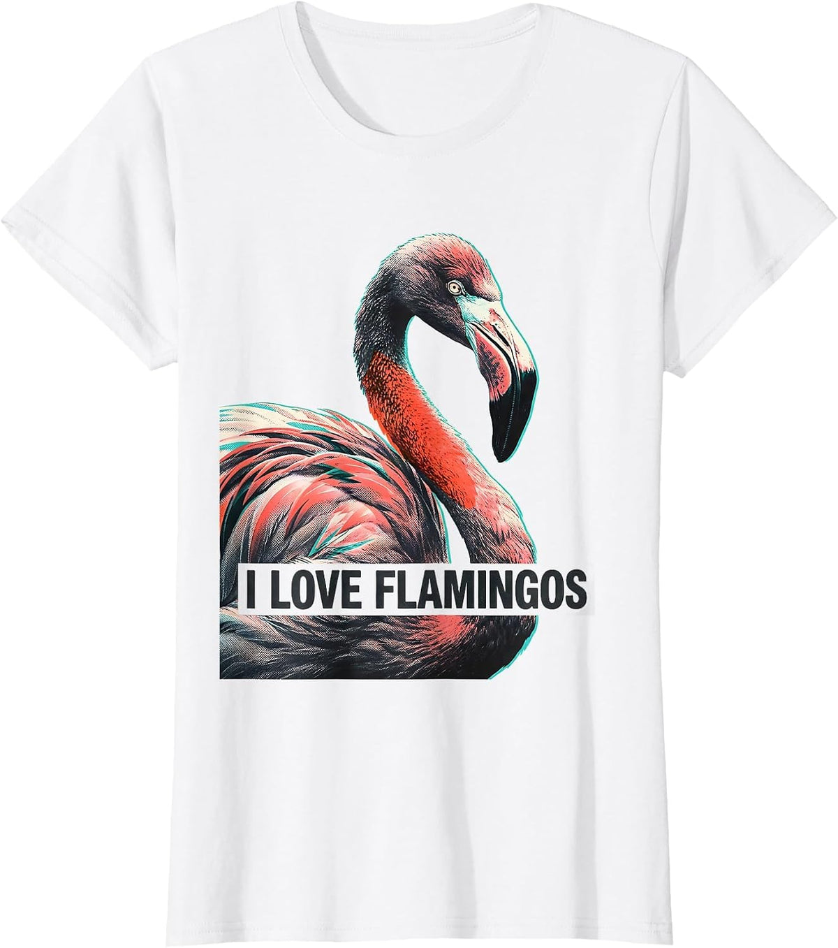 Women's I Love Flamingos Vintage Retro Bird Lover Nature Graphic T-Shirt - White