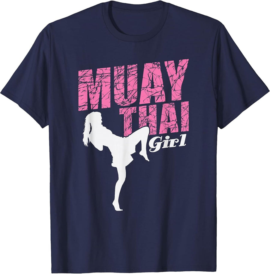 Muay Thai Girl T-Shirt - Navy Blue