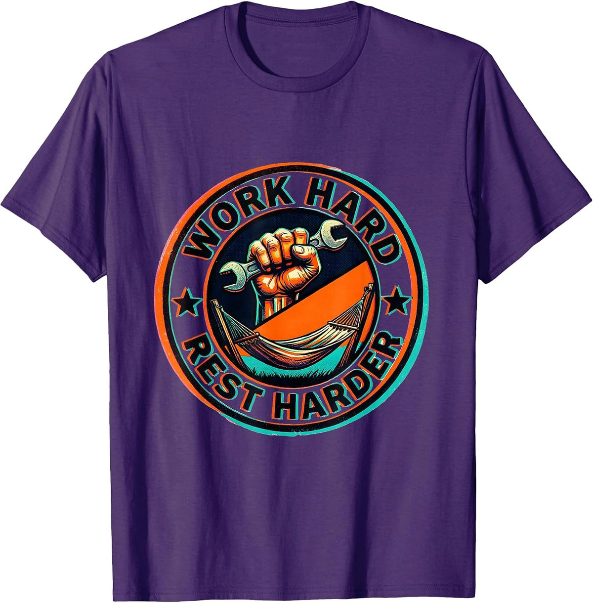 Work Hard Rest Harder Labor Day Graphic Design T-Shirt - Purple