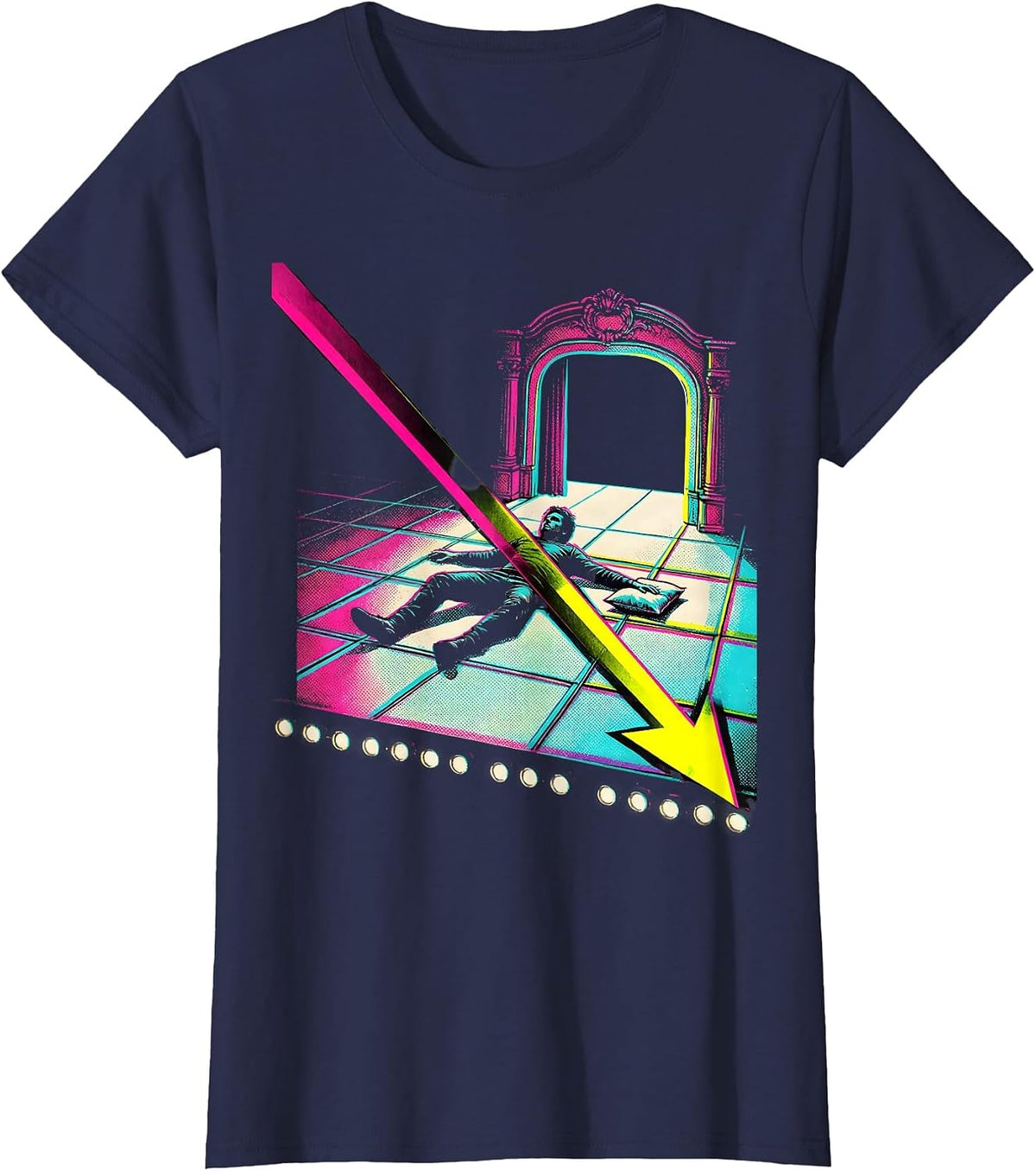 Women's Comic Stage Performer Risograph Theater Kid Humor T-Shirt - Navy Blue