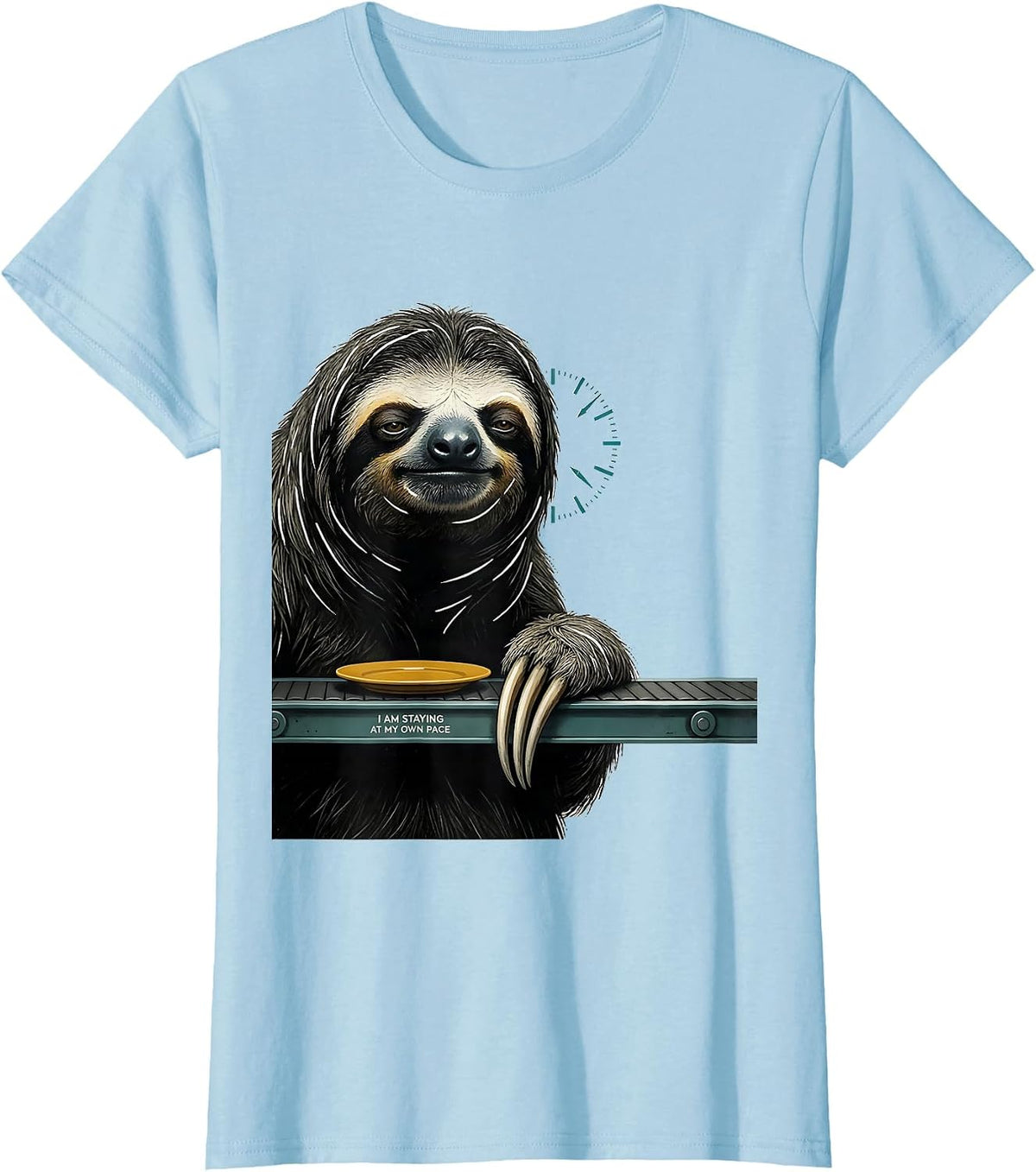 I Am Staying At My Own Pace Funny Sloth Lover Gift T-Shirt - Baby Blue