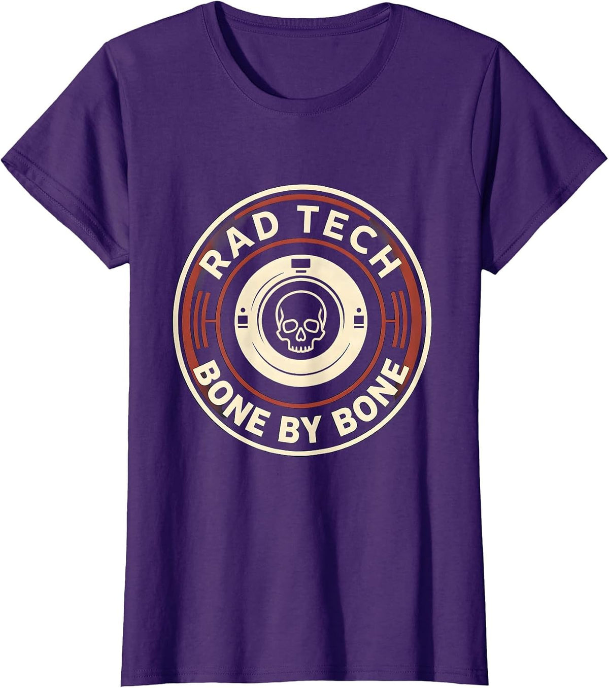 Women's RAD TECH BONE BY BONE Funny Radiology Tech Humor X-Ray CT T-Shirt - Purple